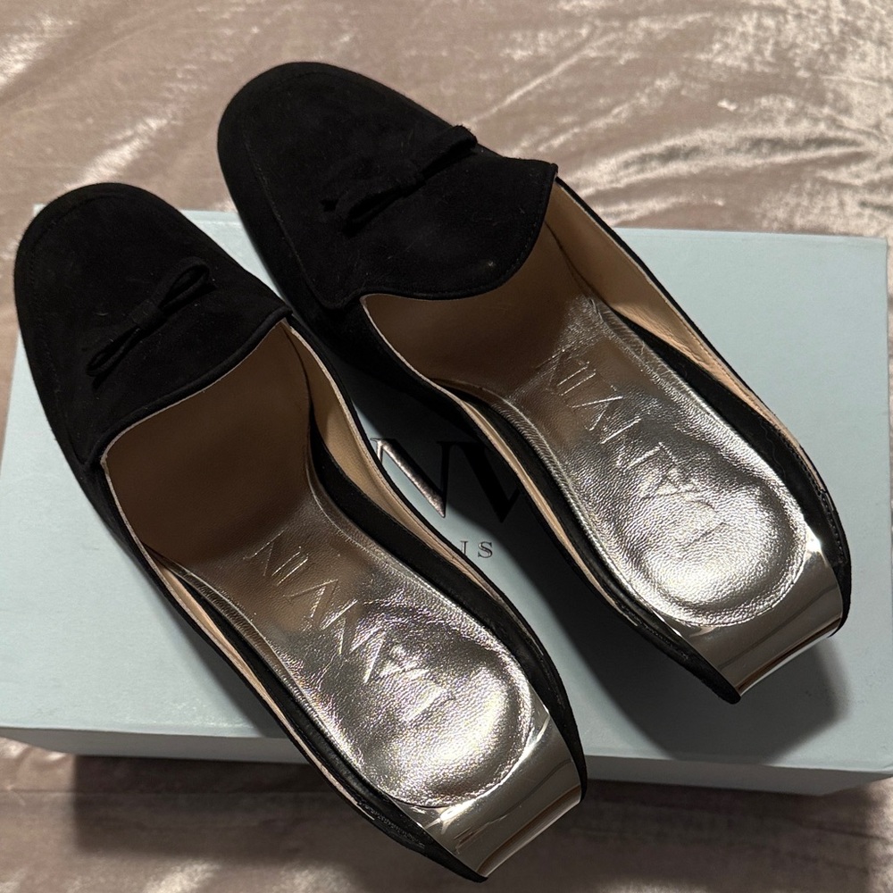 Lanvin Black Suede Banana Wedge  Heels with Bow